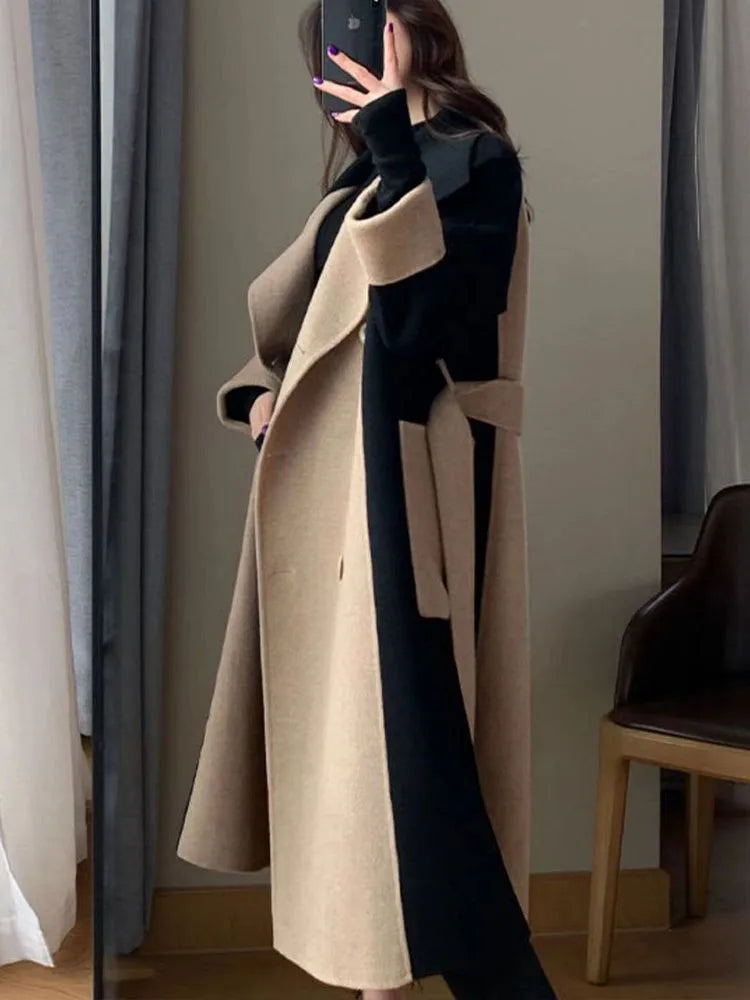 Elegant Women Woolen Coat Long Sleeve Streetwear Korean Fashion Jackets Loose Fairycore Vintage Autumn Winter Coats