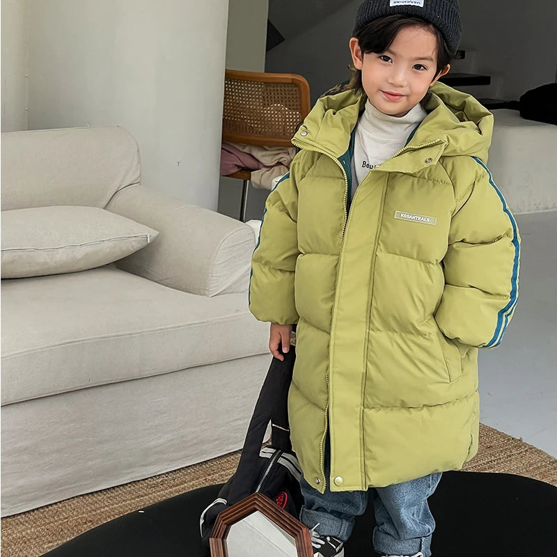 Winter boys girls plus velvet warm hooded jacket 2-9 years old Korean down overcoat thickening fashion children's clothing Photo Color 9