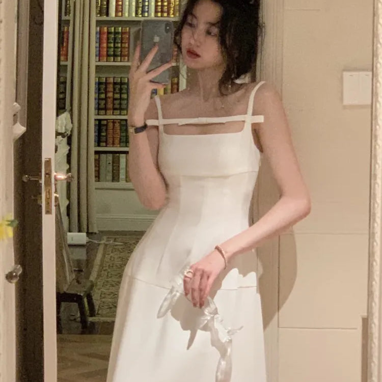 Y2K Summer Short Dress Women Solid Spaghetti Strap Evening Party Dresses Elegant Sleeveless Sexy A-line One Piece Vestido Mujer