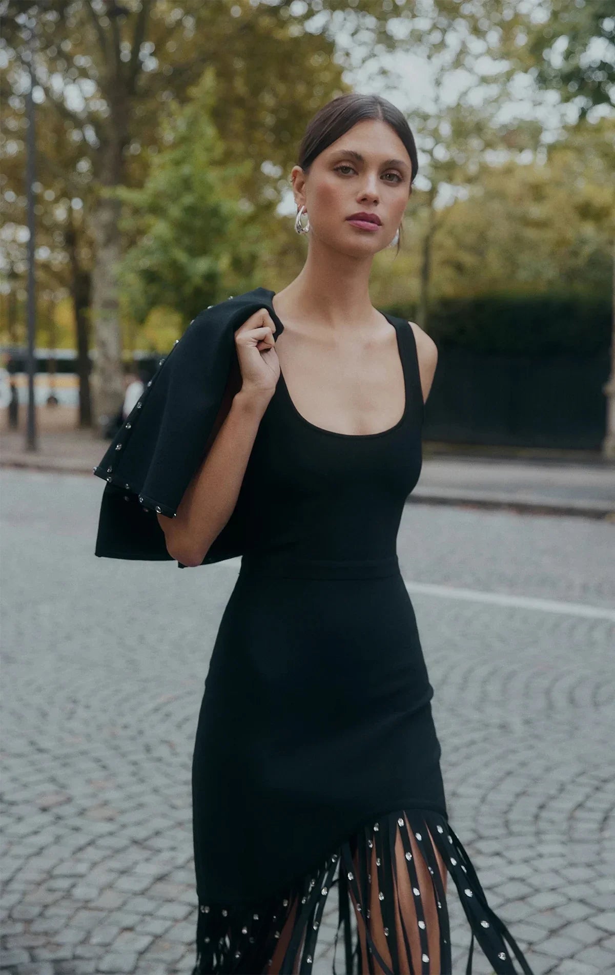 Fashion Crystal Tassel Temperament Suspender Bodycon Bandage Dress Sexy Midi Evening Party Birthday Dresses Vestidos