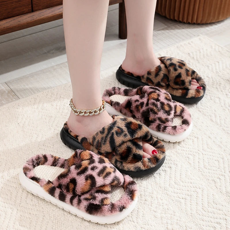 Autumn Winter Women Home Slippers Open-Toe Cross Band Linen Soled Indoor Slides Linen Soled Non-Slip Bathroom Slippers