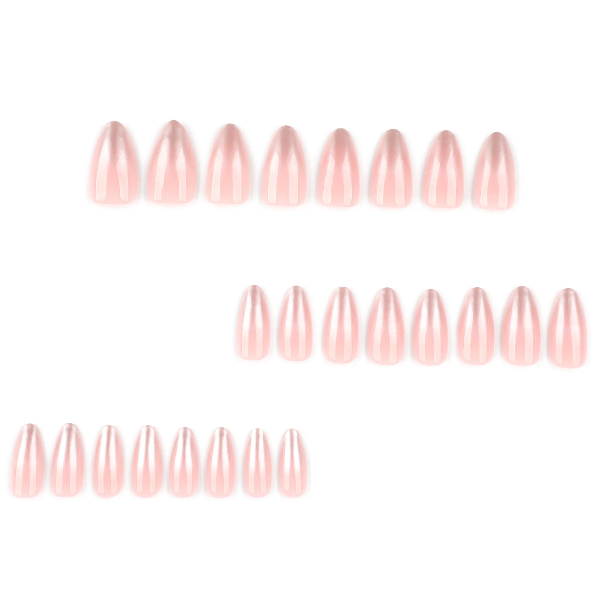 24pcs Shiny Nude Pink False Nails Ins Simple Almond Fake Nails Tips Wearable Detachable Sweet Korean Press on Nails