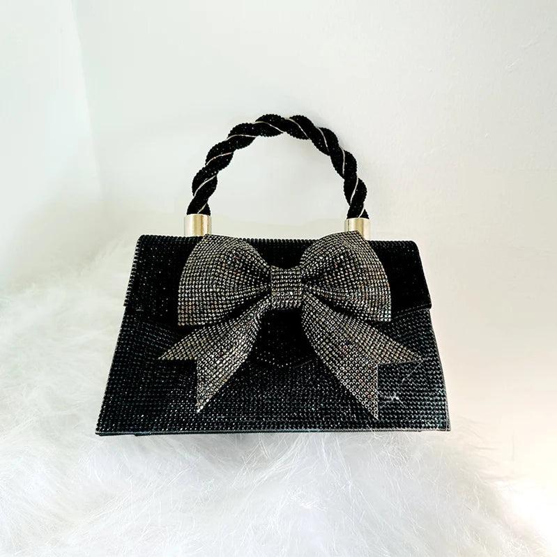 Bow Bag Purse For Womens Luxury Designer Handbag Elegant And Versatile Evening Party Bags Purse For Womens Luxury Rhinestone Bag black CHINA