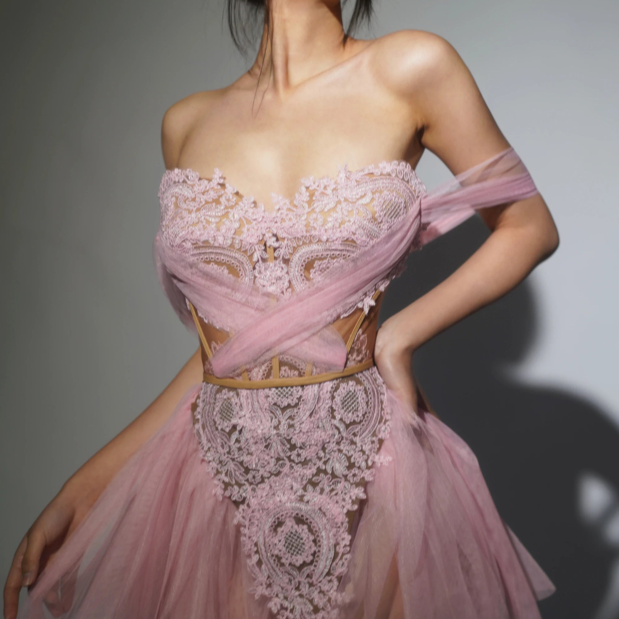 Robe longue moulante 2 pièces en maille à paillettes, sans bretelles, grise et rose, pour femme, tenue sexy pour célébrer un anniversaire, une séance photo