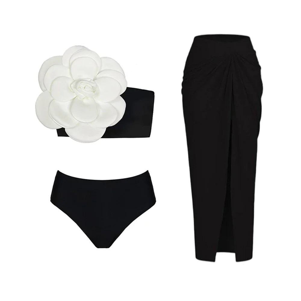 ZAFUAZ Sexy Swimwear Printd Flower Push Up Bikini Set Brazilian Skirt Women Swimsuit Beachwear Bathing Suit Dress Monokini NO14