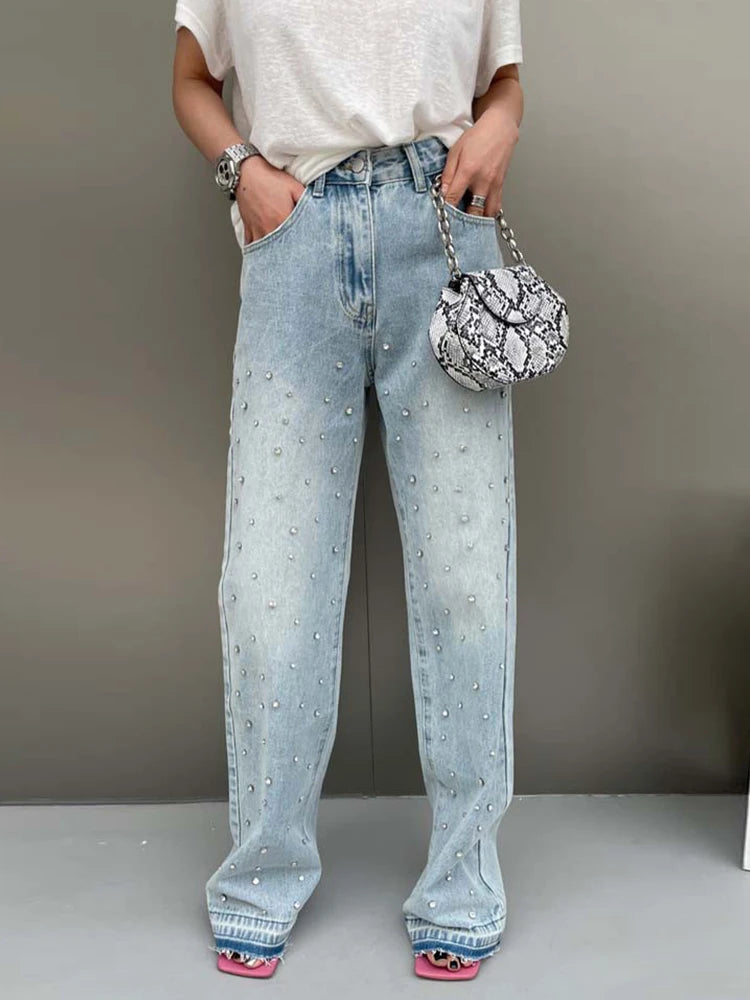 Patchwork Embroidered Flares Jeans For Women High Waist Spliced Button Slim Pencil Pants Female Fashion Clothes
