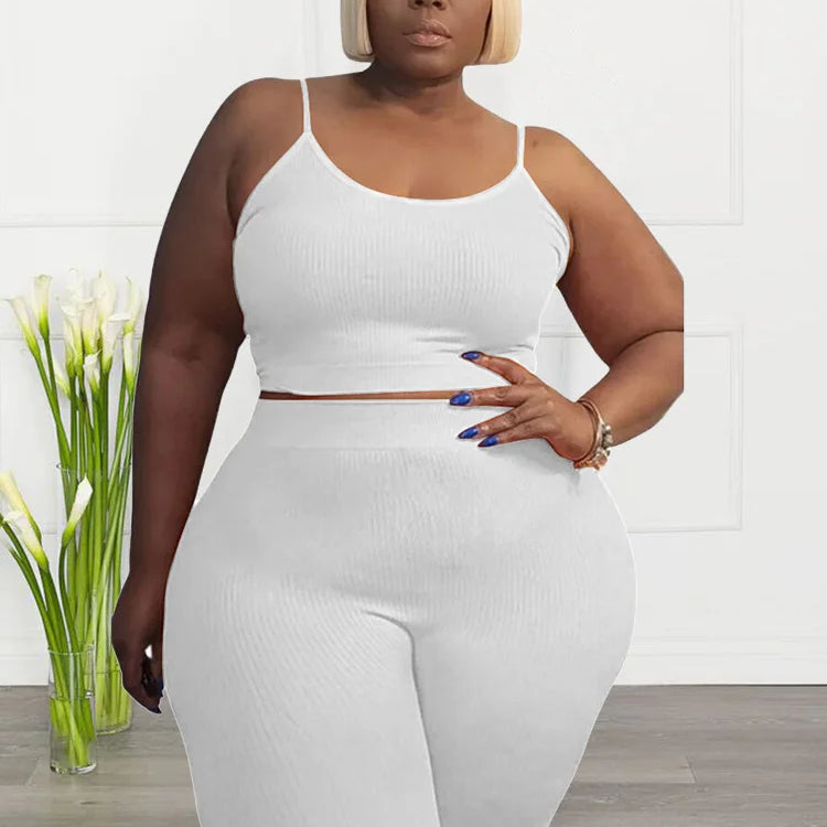 Wmstar Plus Size Shorts Sets Vest Crop Top and Pants Matching Set Casual Cycle Bike Outfits Two Piece Set Wholesale Dropshipping