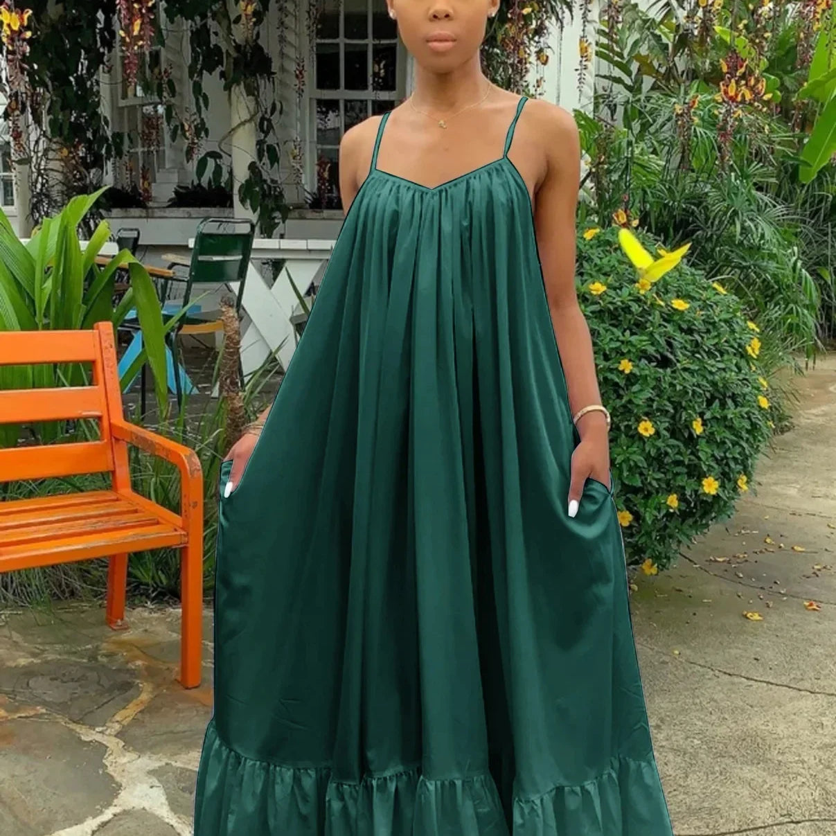 CMYAYA Women Summer Long Maxi Dress Sexy Sleeveless Strap Loose Beach Party Night Club Bandage Female S-5XL Dresses Vestido