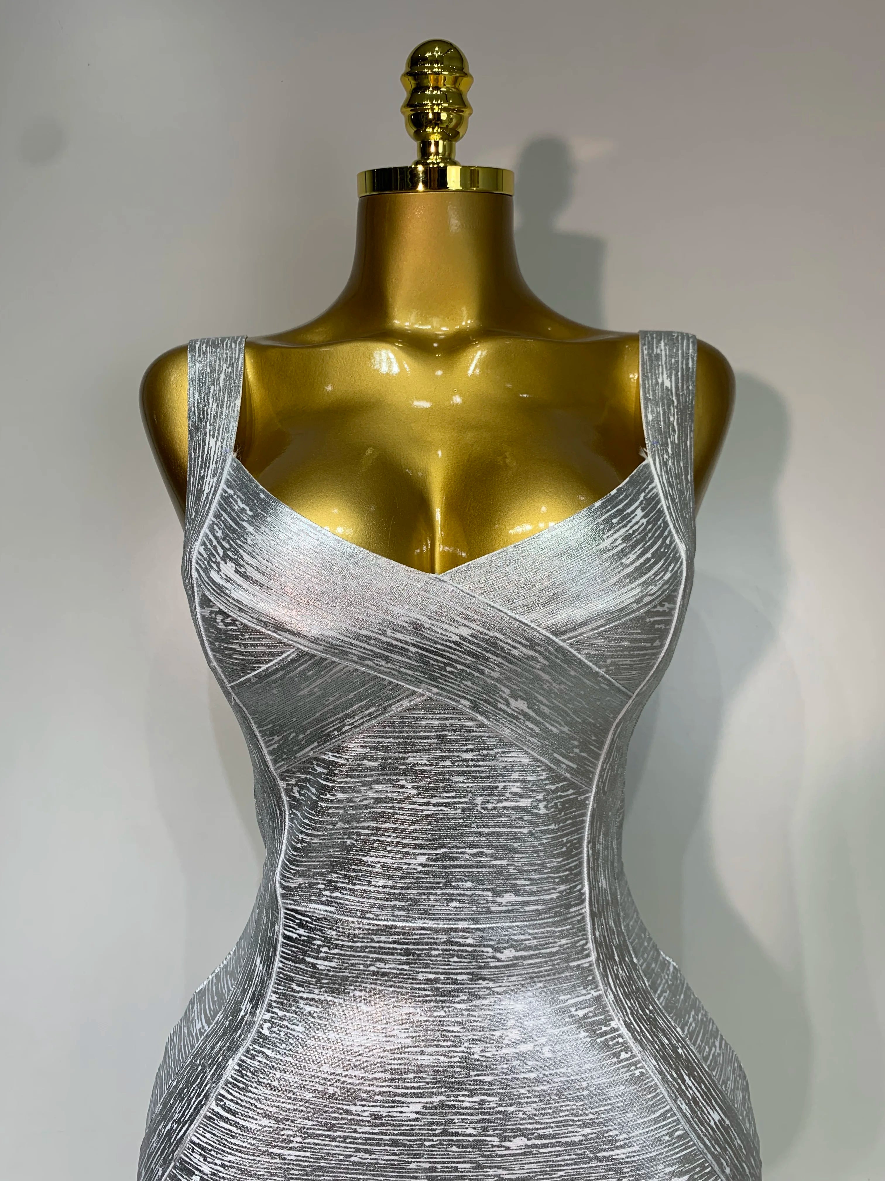 Robe moulante sans manches pour femme, tenue élégante de soirée, de cocktail, d'anniversaire, argentée et dorée, de haute qualité