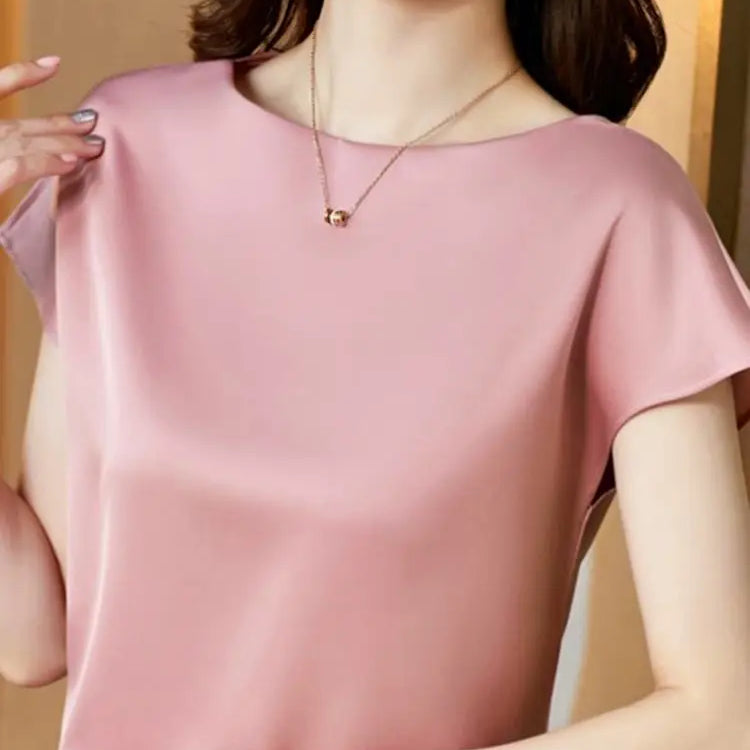 ZANZEA Summer Fashion Blouse Elegant Short Sleeve Satin Shirt Women Stylish OL Work Shirt Female Party Blusas Tunic Chemise