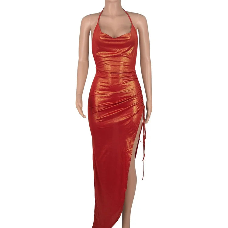 Wmstar Party Dresses Women Christmas Slip Draped V Neck Sexy Luxury Elegant Maxi Dress Birthday Outfits Wholesale Dropshipping