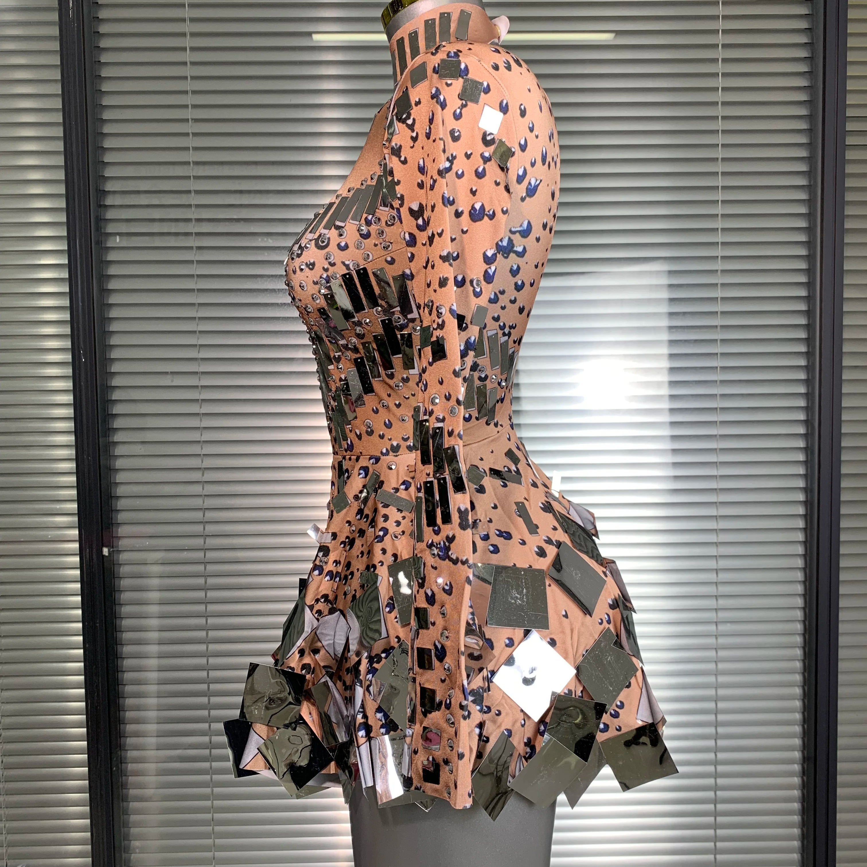 New Celebrity Women Sexy Stretched Skin Mini Night Club Sparkly Sequins Performance Costume Stage Dancer Party Dress