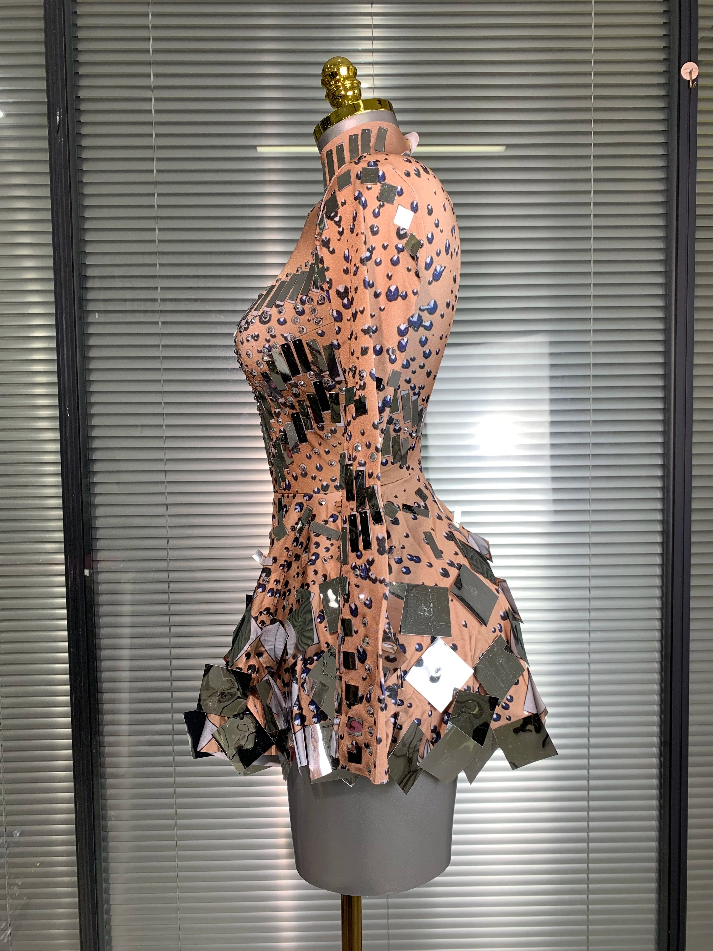 New Celebrity Women Sexy Stretched Skin Mini Night Club Sparkly Sequins Performance Costume Stage Dancer Party Dress