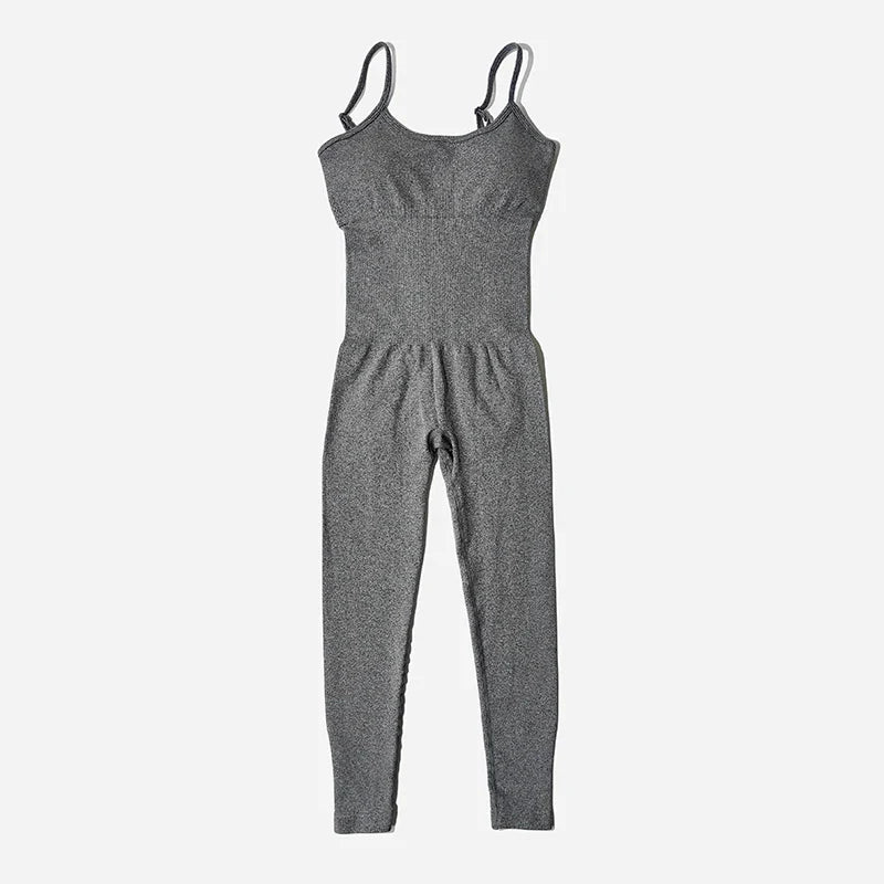 Women's Tracksuit Yoga Set Seamless Jumpsuits One Piece Fitness Workout Rompers Sportswear Gym Set Workout Clothes For Women Gray