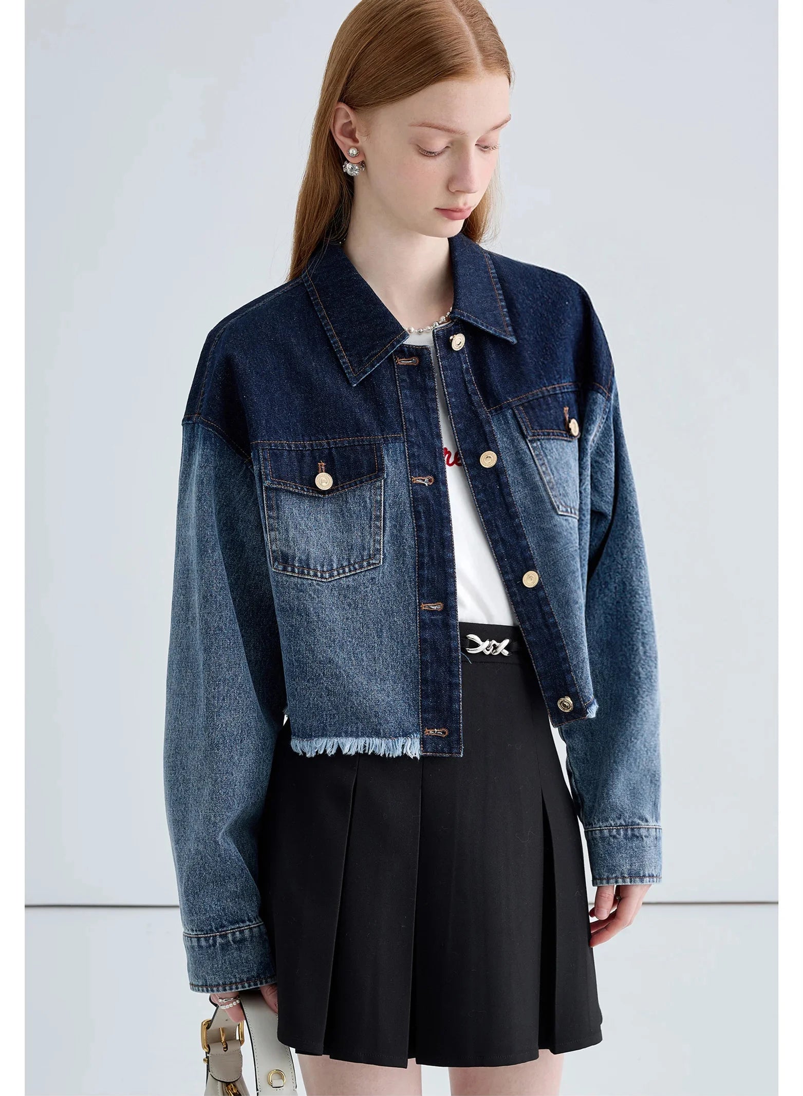 Woman Short Jacket Gradient Denim Coat Fashion Sweet Jean Top Buttons Female Sylish Top Denim Outwear