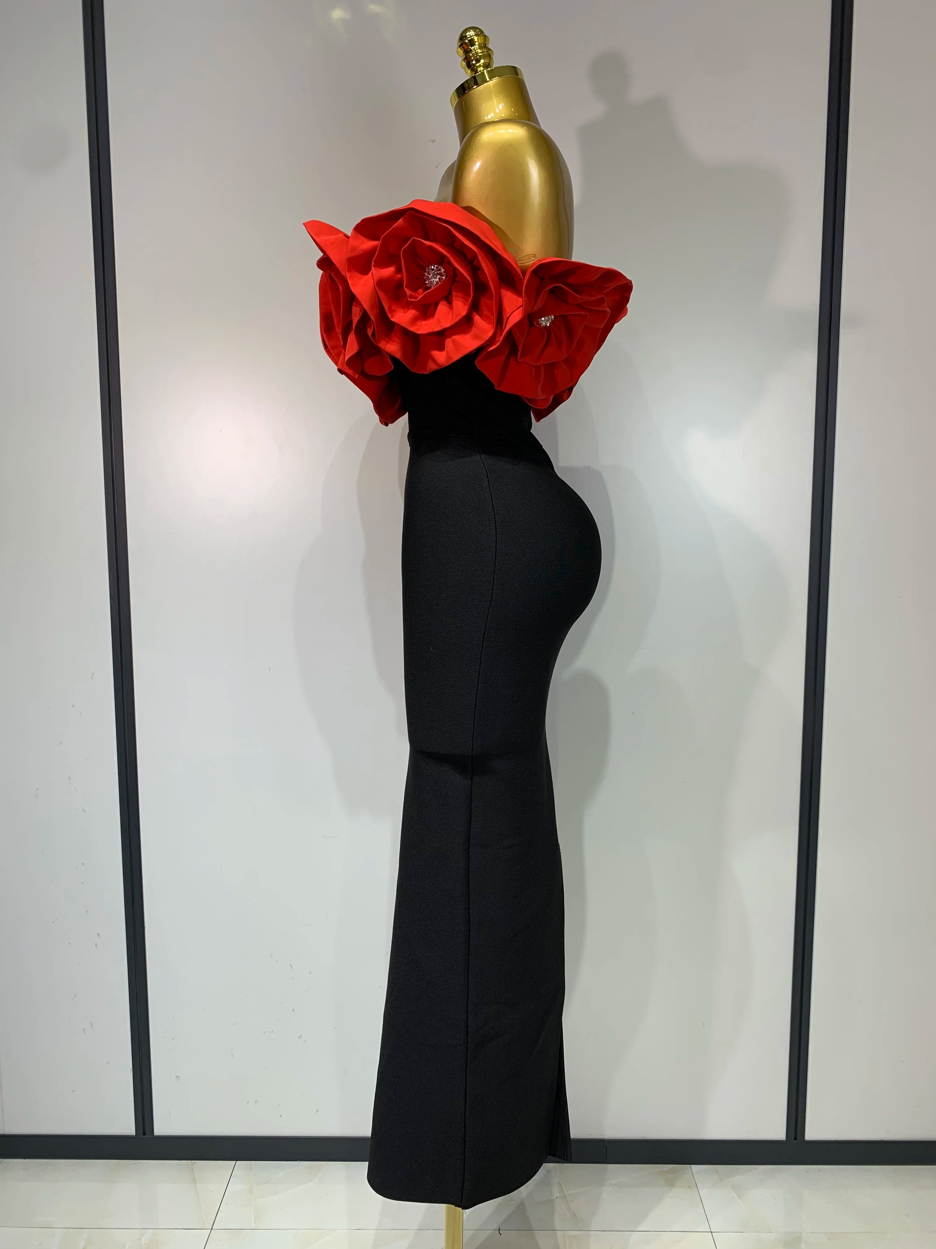 Women Sexy Off Shoulder Flower Diamonds Long Bodycon Bandage Dress 2025 Celebrity Elegant Evening Luxury Birthday Party Dresses