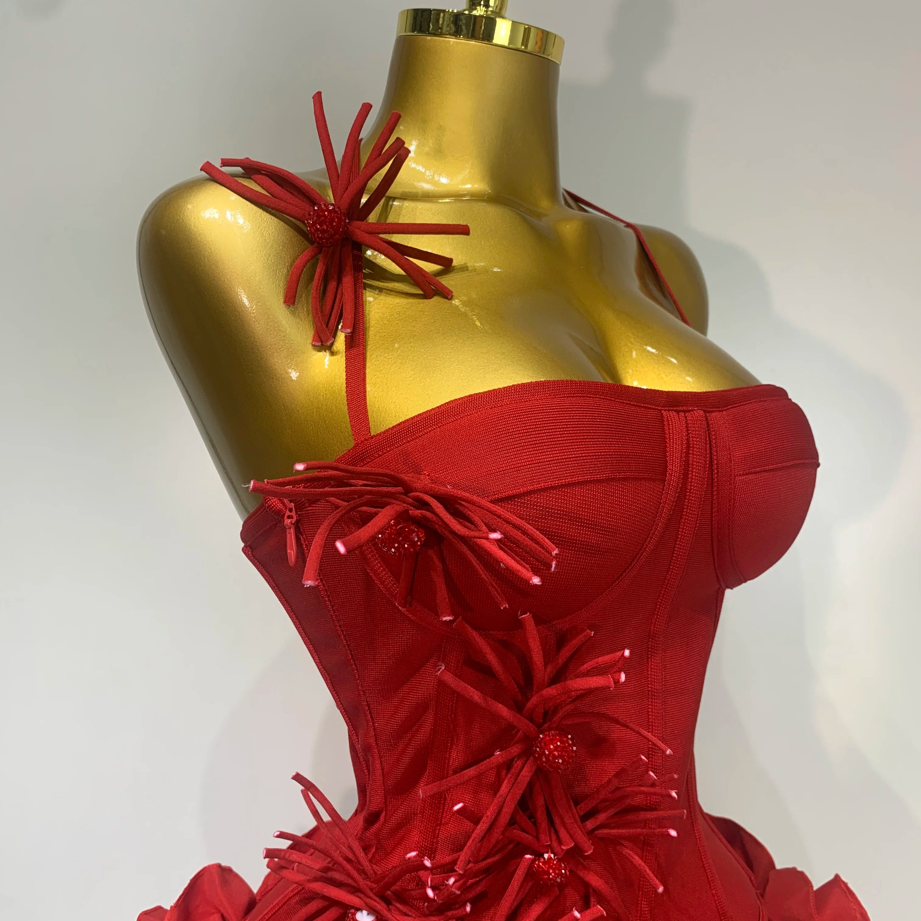 Women Fashion Sexy Halter Prom Gown Celebrity Club Two Piece Set Cocktail Elegant Luxury Birthday Party Red Black Bandage Outfit