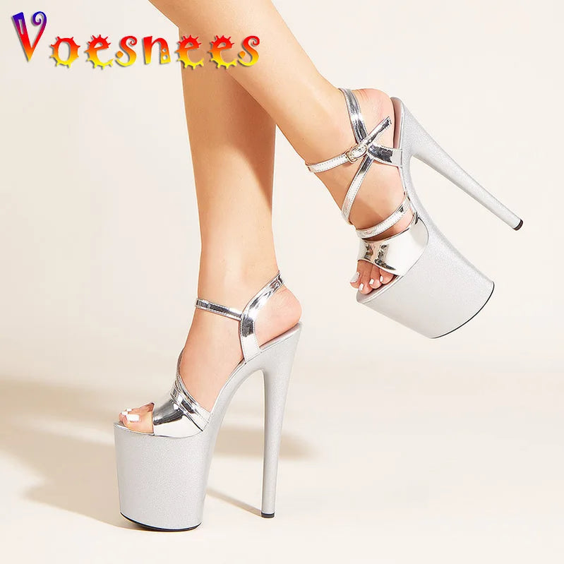 Night Club Sexy 20CM Women Sandals Fashion Pole Dancing Shoes Summer Buckle Strap Plating High Heels 10CM Waterproof Platform