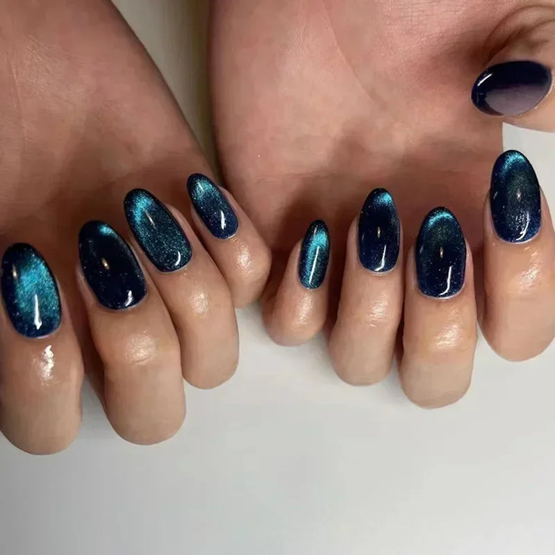 24Pcs Short Solid Color Wine Red Fake Nail Tips with Glue Glitter Square/round Head False Nails Wearable Ballet Press on Nails