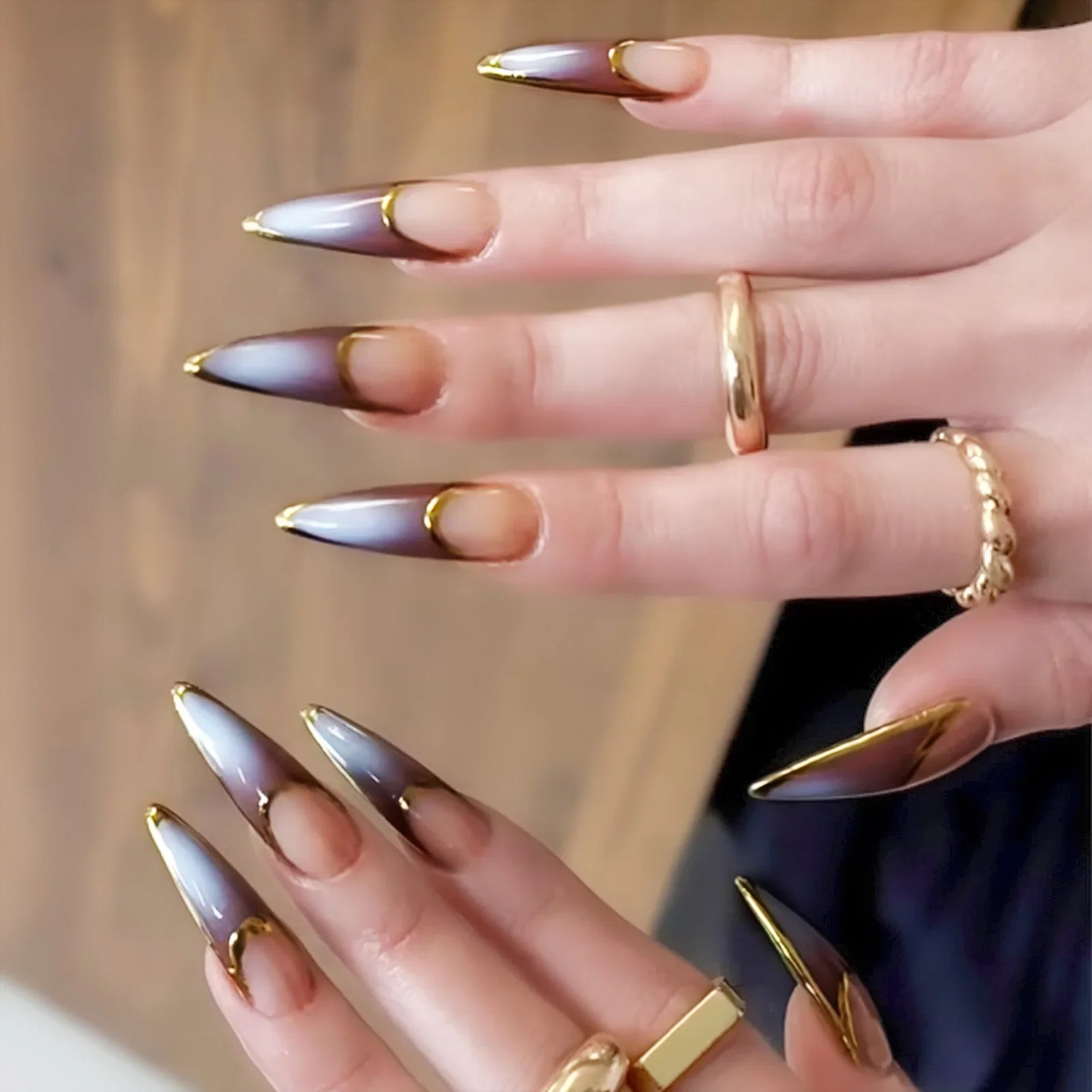 Milk White Long Stiletto Fake Nails 24Pcs Full Cover Stick-on False Nails Minimalist Charm Manicure Acrylic Press On Nails