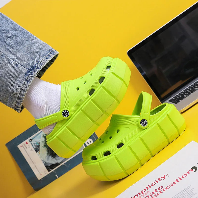 Platform Slippers Summer Women's Sandals 6cm Wedges Ladies Outdoor Clogs Thick Street Beach Slides Girls Flip Flops Garden Shoes green