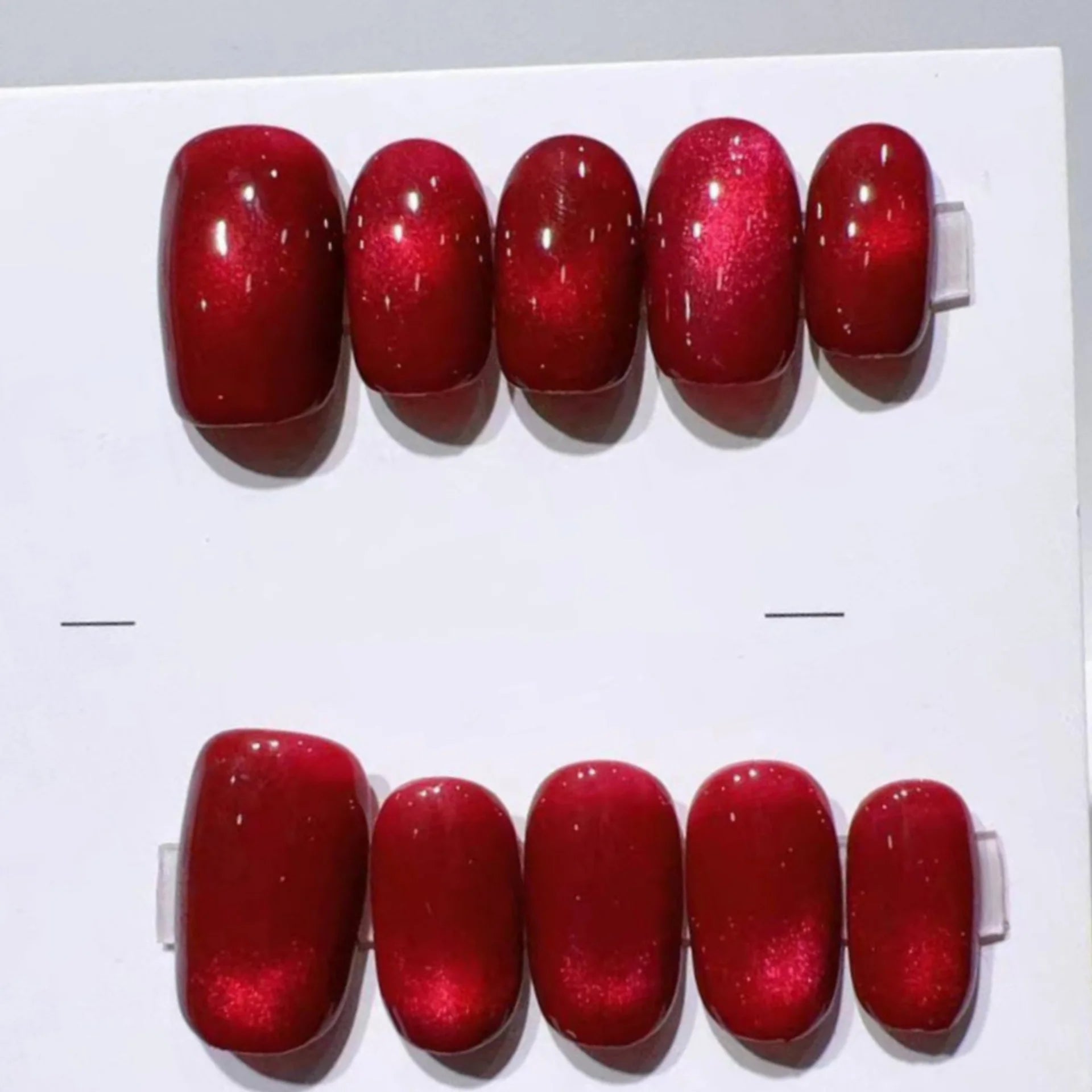 10pcs Handmade Nails Tips Gradient Cat's Eye Short Oval Fake Nail Simple Peach Pink False Nail Art Reusable Press on Nails Sets