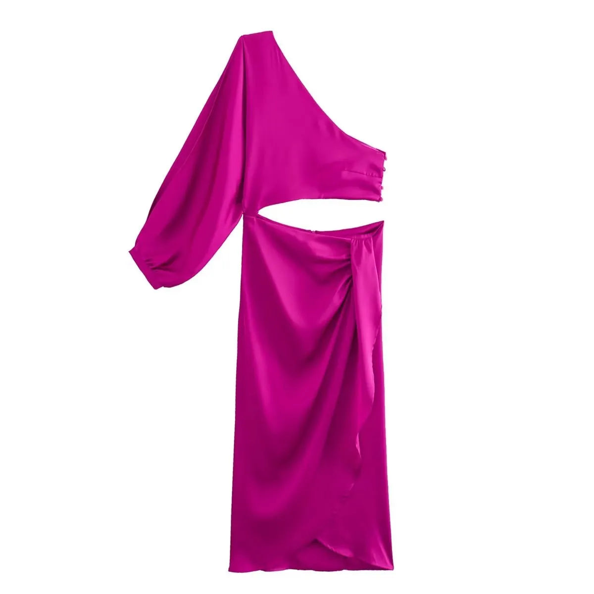 Dress For Women Yellow Asymmetric Satin Cut Out Long Dress Women Ruched Off Shoulder Elegant Dresses Evening Party Dresse rose red