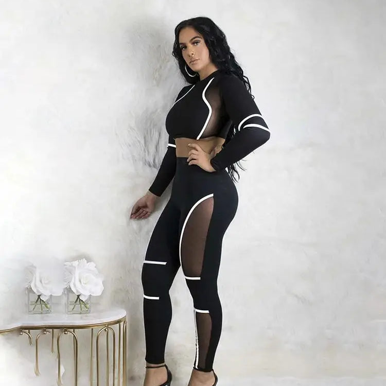 Fitness Set Sport Tracksuit Yoga Set One Piece Workout Long Sleeve Seamless Sportwear Gym Set Push Up Bodysuit for Women 2024