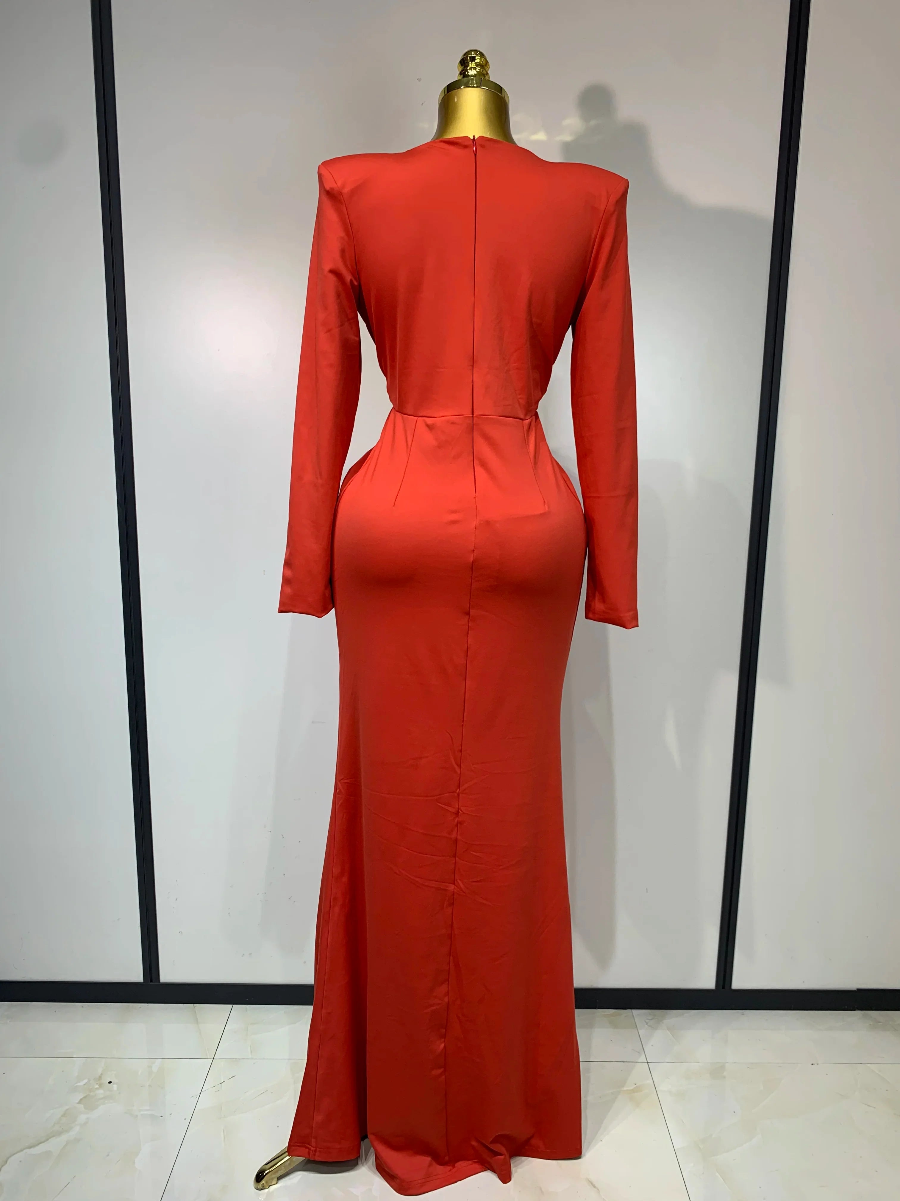 Women Sexy Deep V Neck Long Sleeves Maxi Dresses Celebrity Elegant Evening Party Luxury Birthday Wedding Guest Cocktail Gowns