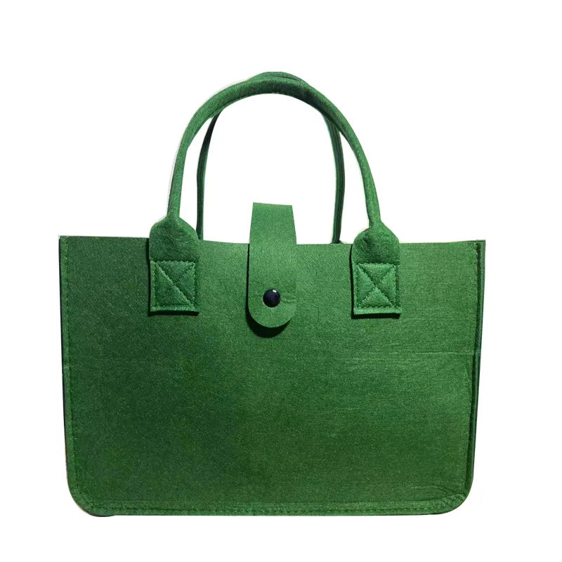 Fashion Women Winter Bag Felt Cloth Hand Bag Female Large Capacity Tote Bag Ladies Solid Color Travel Shopping Purses dark green