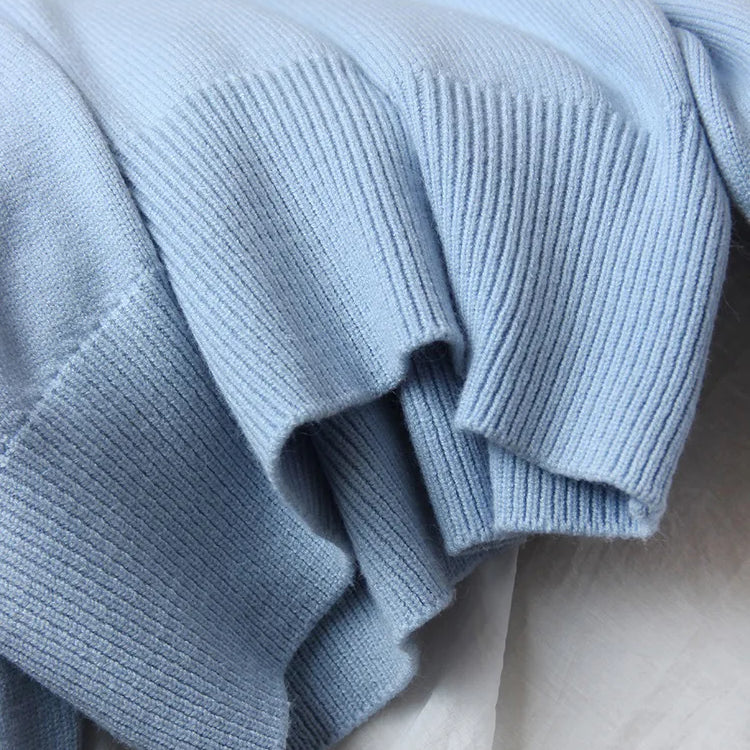 Basic Sweaters For Women Oversize O Neck Knitted Pullovers Autumn Winter Loose Tops Women's Jumper Light Blue Sweaters Oversized