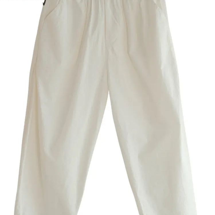 Women Summer Pants New High Waist Wide Leg Retro Cropped Trousers Casual Loose Baggy Cotton Linen Pants for Women Bottoms