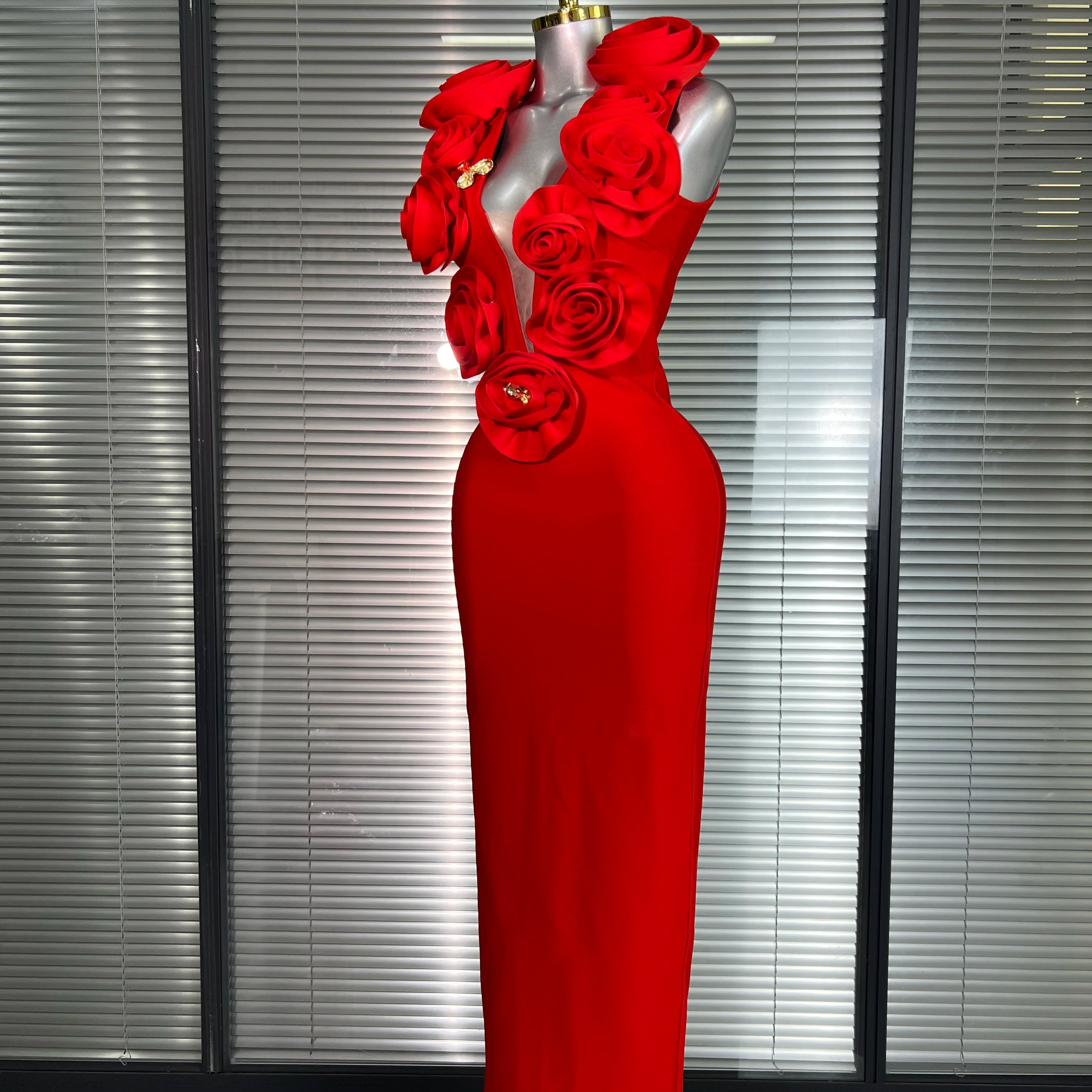 Summer New Women Sexy Red Black Flower Tank Long Bodycon Bandage Dress Birthday Celebrity Party Dress