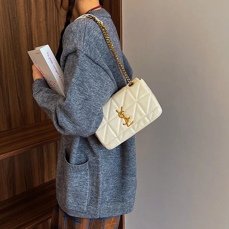 Chic Quilted Crossbody Bag, Large Capacity Underarm Bag with Chain, Multi-Functional Shoulder Purse, Stylish & Versatile