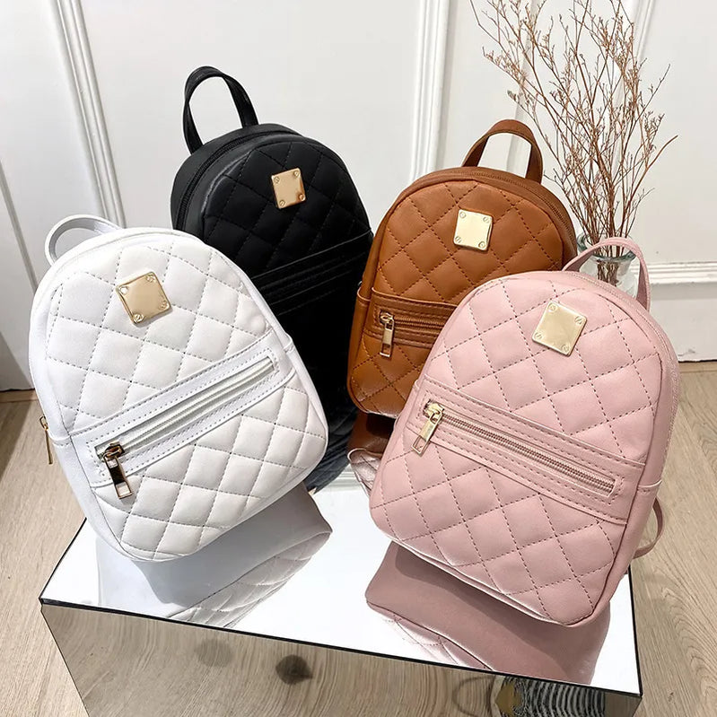 Mini Backpack for Women Pu Leather Multifungsi Bag Crossbody Ladies Telepon Paket Kantong Mewah Mewah Tas Messenger