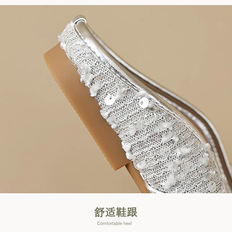 spring women's outdoor slippers Ladies casual mules Flat shoes Fashionable pearl design Work and party wear 41-43