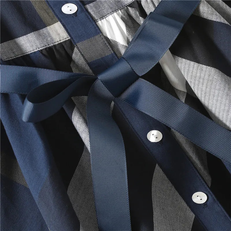 Girl Dress Fashion Plaid Shirt Dress for Girls Single-breasted Kids Party Dress with Sashes Autumn England Clothes for Girls