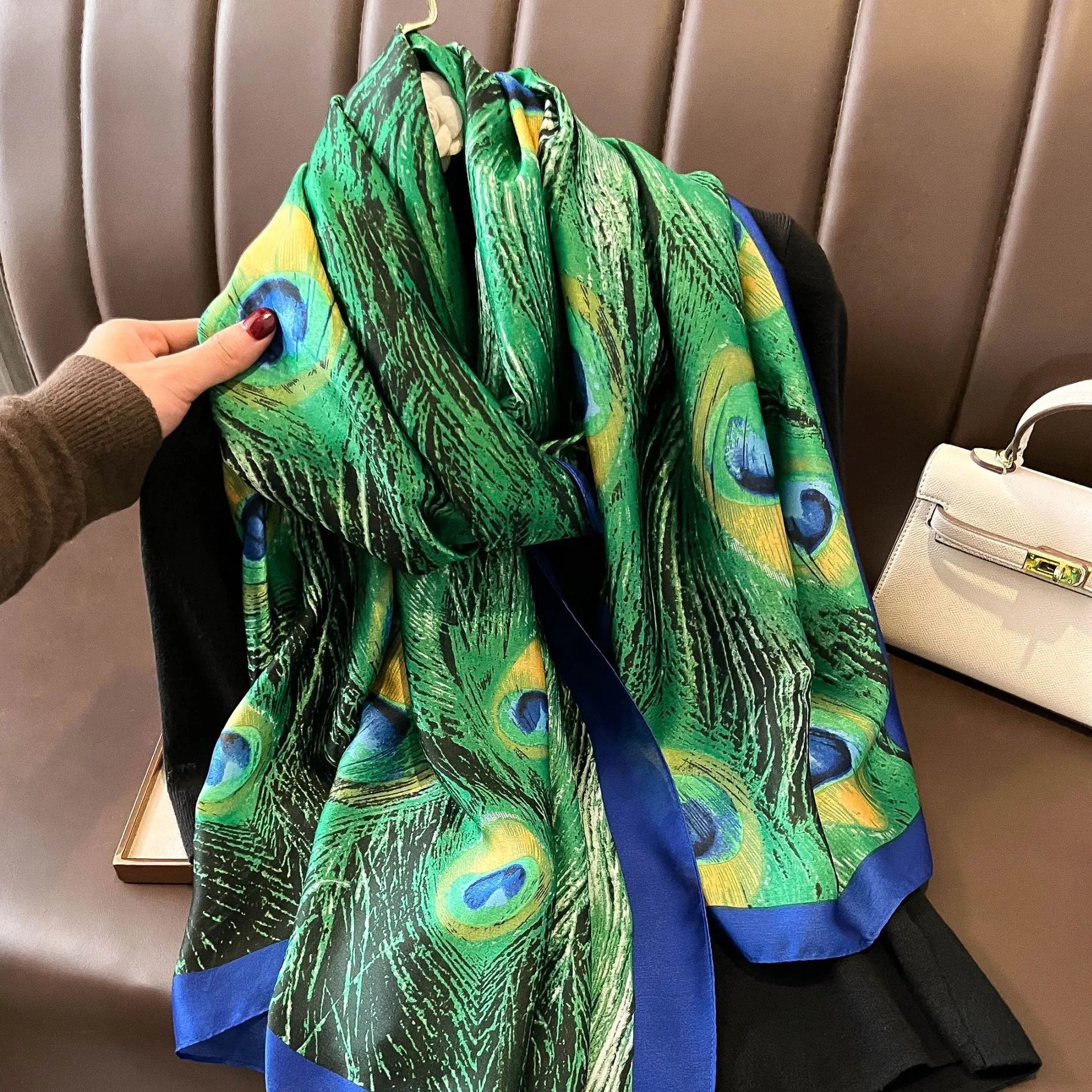180*90cm Luxury Brand Spring Summer Autumn Women Clothing New Fashion Color matching printed silk scarf lady popular turba 68 180cmx90cm