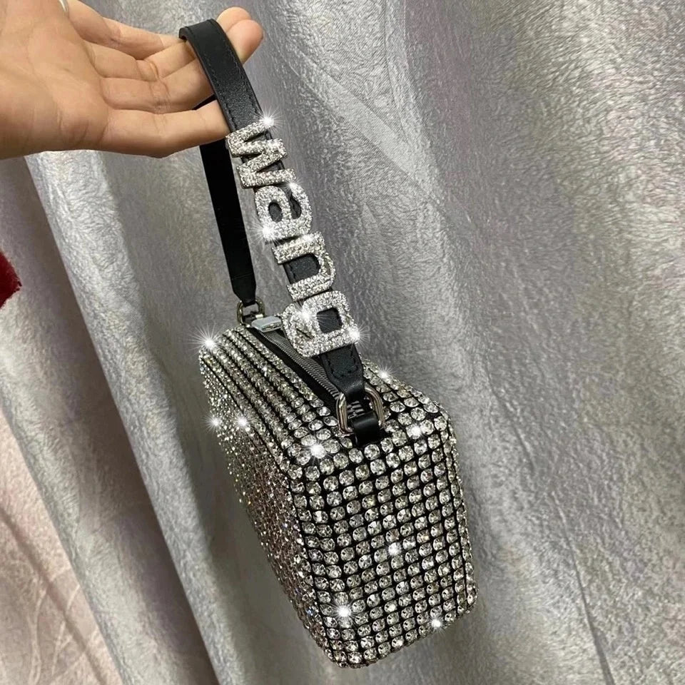 Hobo-bag Female Clutch Women Diamond Design Brand Luxury designer Shoulder Bags womens Handbag Leather PU Shiny Messenger Bag