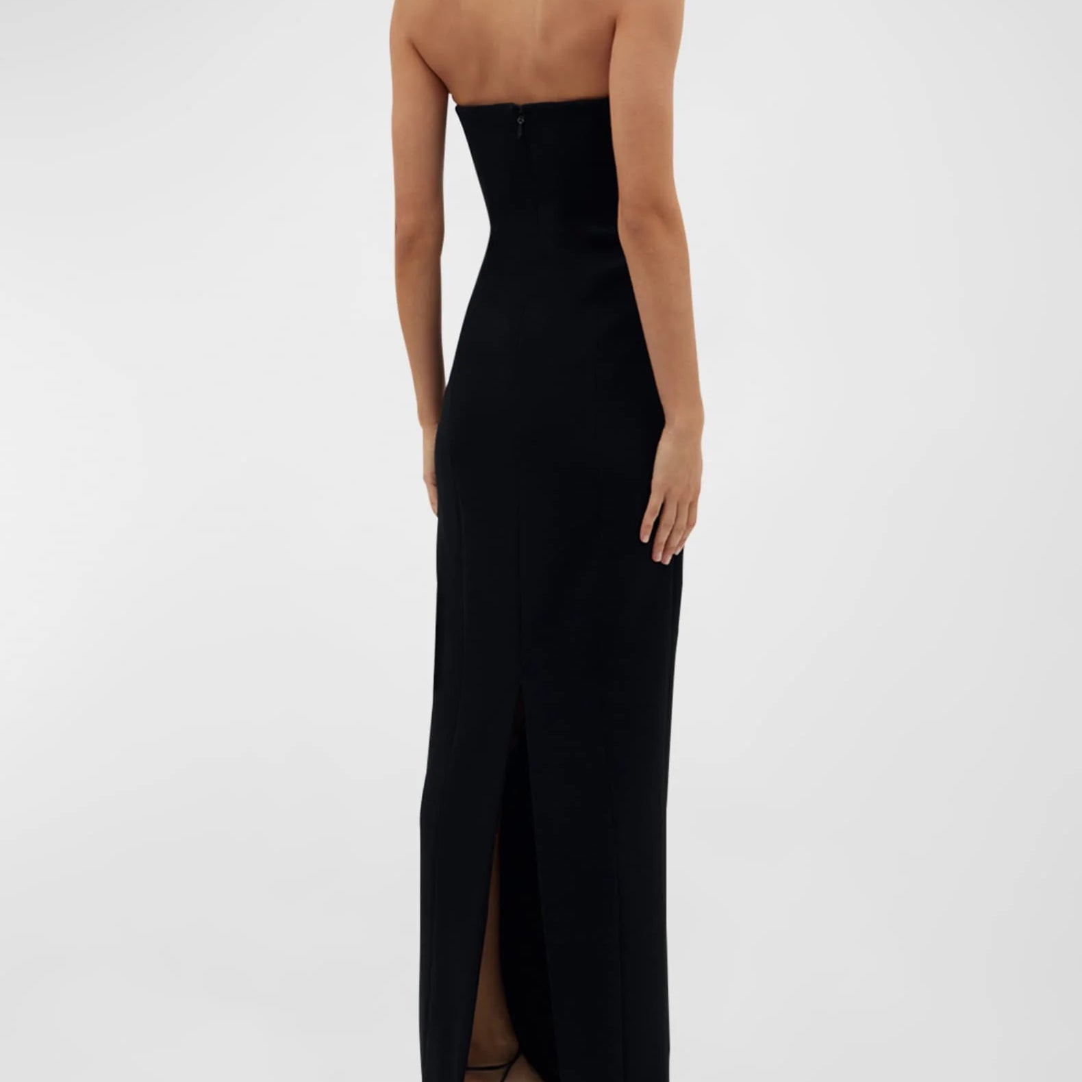 High Quality Shining Diamonds V-Neck Strapless Black Long Bandage Dress Elegant Woman Evening Party Dress Cocktail Party Outfit