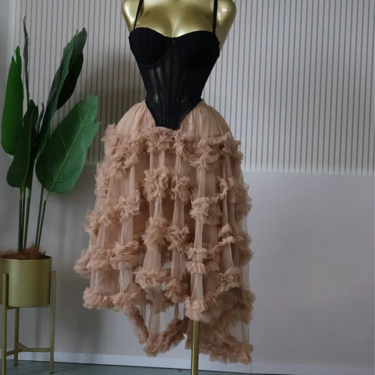 CM.YAYA Women's Dress Set Tunic Irregular Crop Top and Irregular Ball Gown Maxi Long Skirt Suit 2025 Two 2 Piece Set Outfits