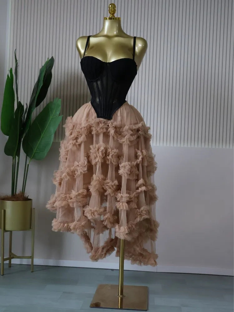 CM.YAYA Women's Dress Set Tunic Irregular Crop Top and Irregular Ball Gown Maxi Long Skirt Suit 2025 Two 2 Piece Set Outfits