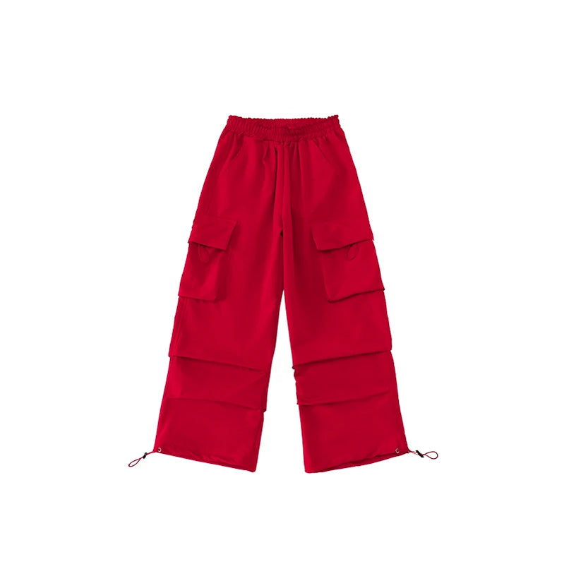 Boys Hip Hop Pants Outfits Red Vest Cargo Pants Girls Streetwear Children Joggers Street Dance Kids Jazz Costumes Clothes Sets Red Pants