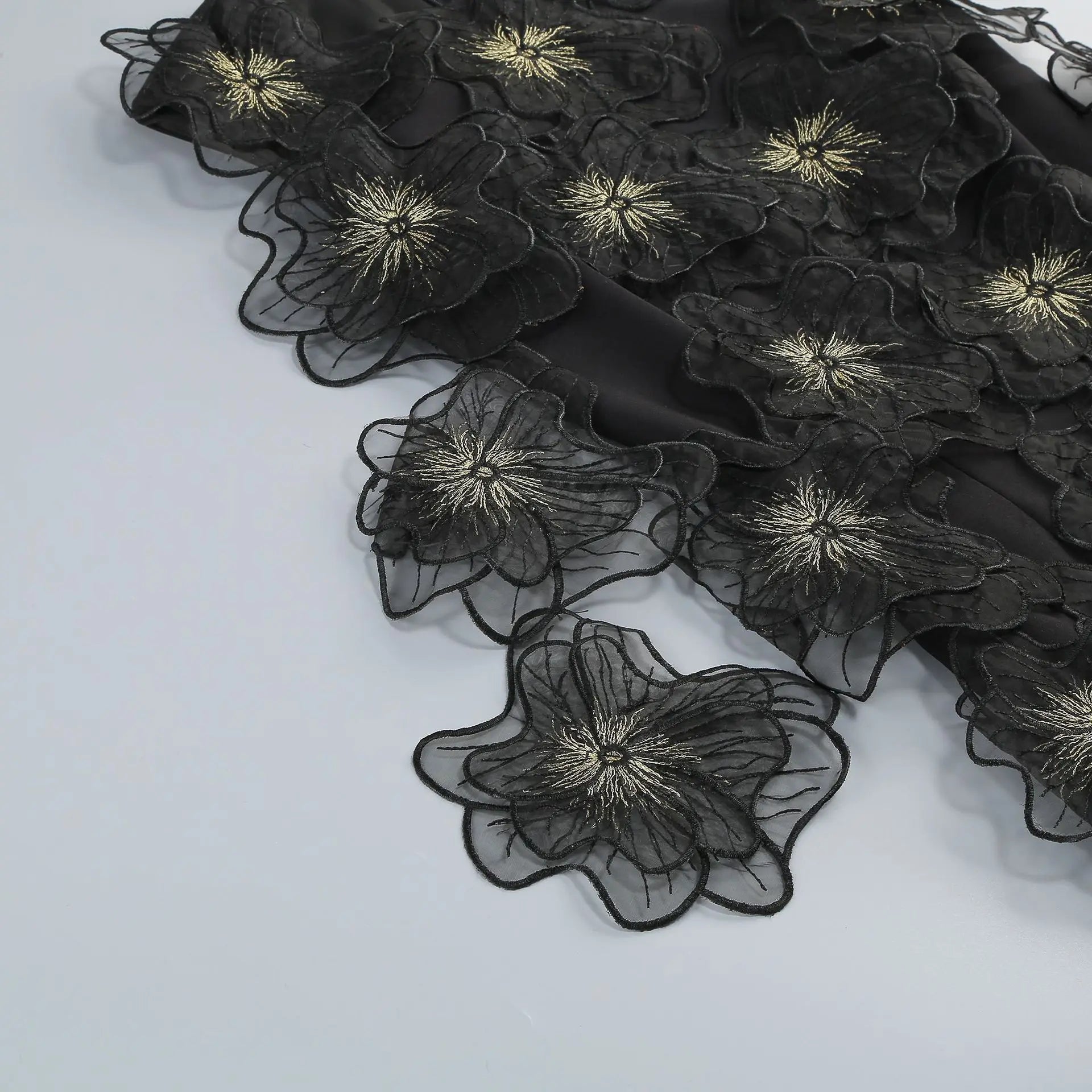 Black Color Women Sleeveless 3D Florals Bodycon Mini Draped Dress Cute Girls' Birthday Party Fashion Cocktail Dress Vestido