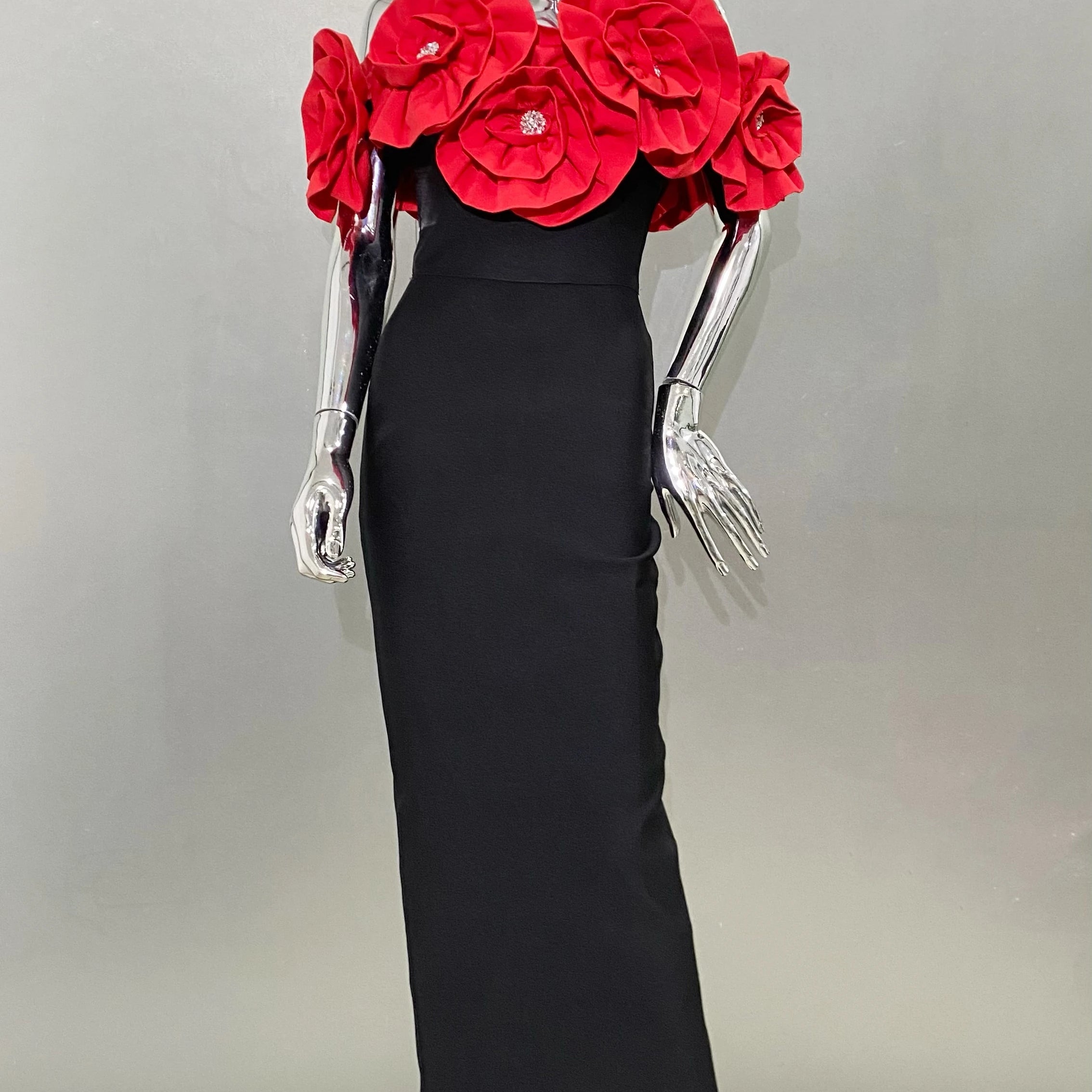 Stereoscopic White Flowers Sexy Off The Shoulder Ankle Lenght Bandage Dress Woman Birthday Party Vestido Wedding Party Outfit