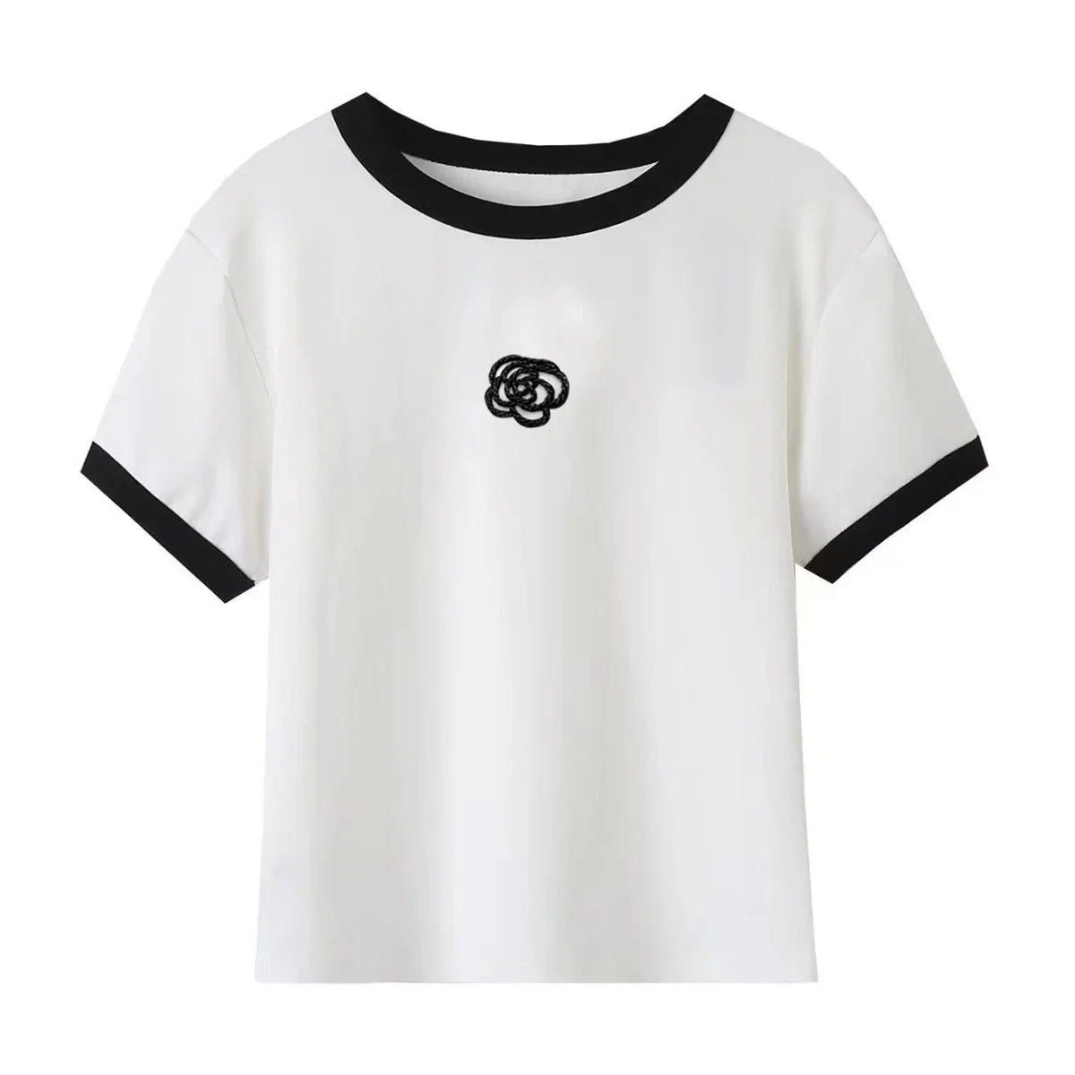 Summer Short Sleeved Stereo Flower T-Shirts Woman Clothes Ropa De Mujer New O Neck Y2k Fashion Top Female White T Shirt White