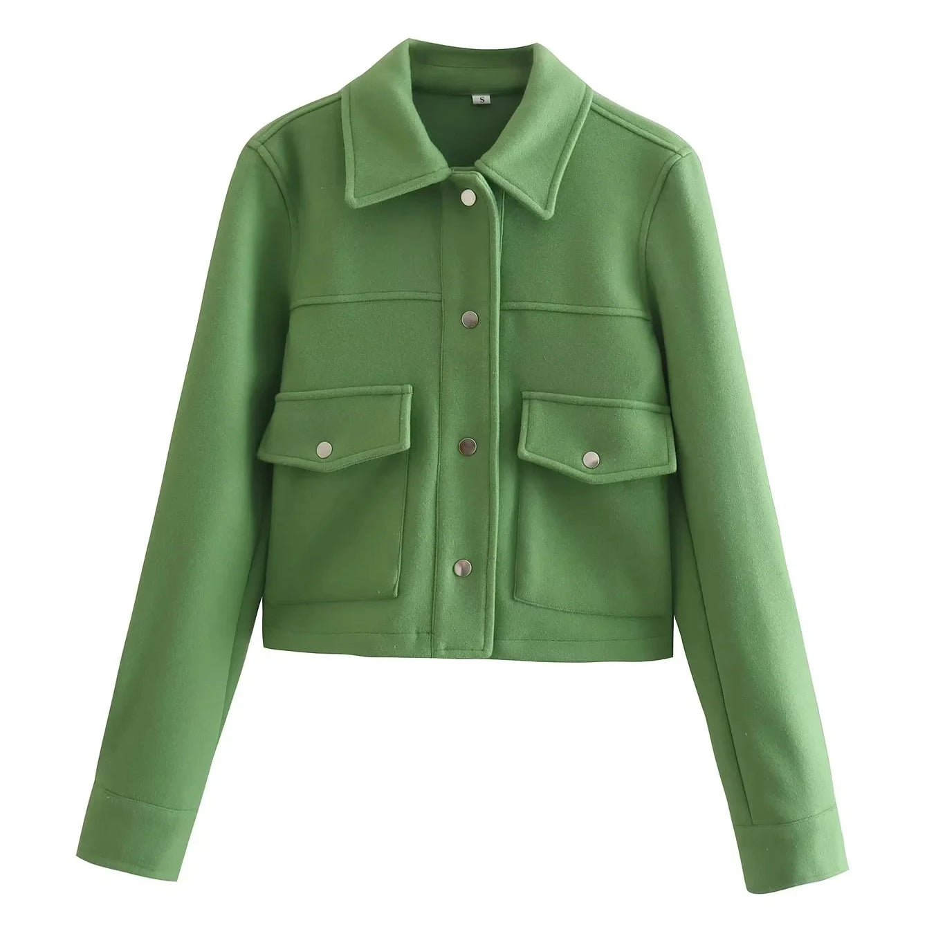 Jackets For Womens Autumn Fashion Solid Front Pockets Button Long Sleeve Jacket Elegant Woman Casual Outerwear Coat green