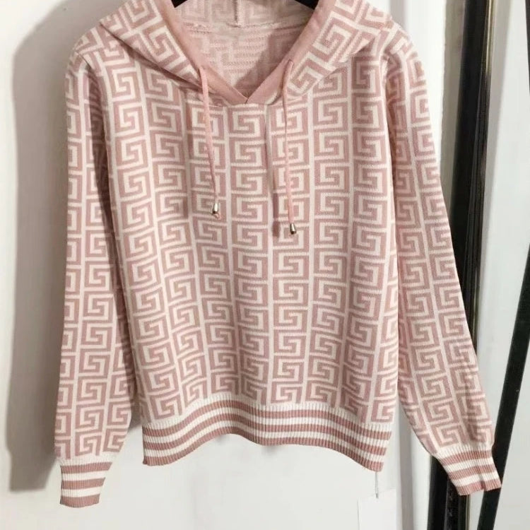 Knitted Hooded Sweater Hoodies Set For Women Autumn Winter Luxury Brand Designer Stitch Knitwear Pullover Tops Clothes