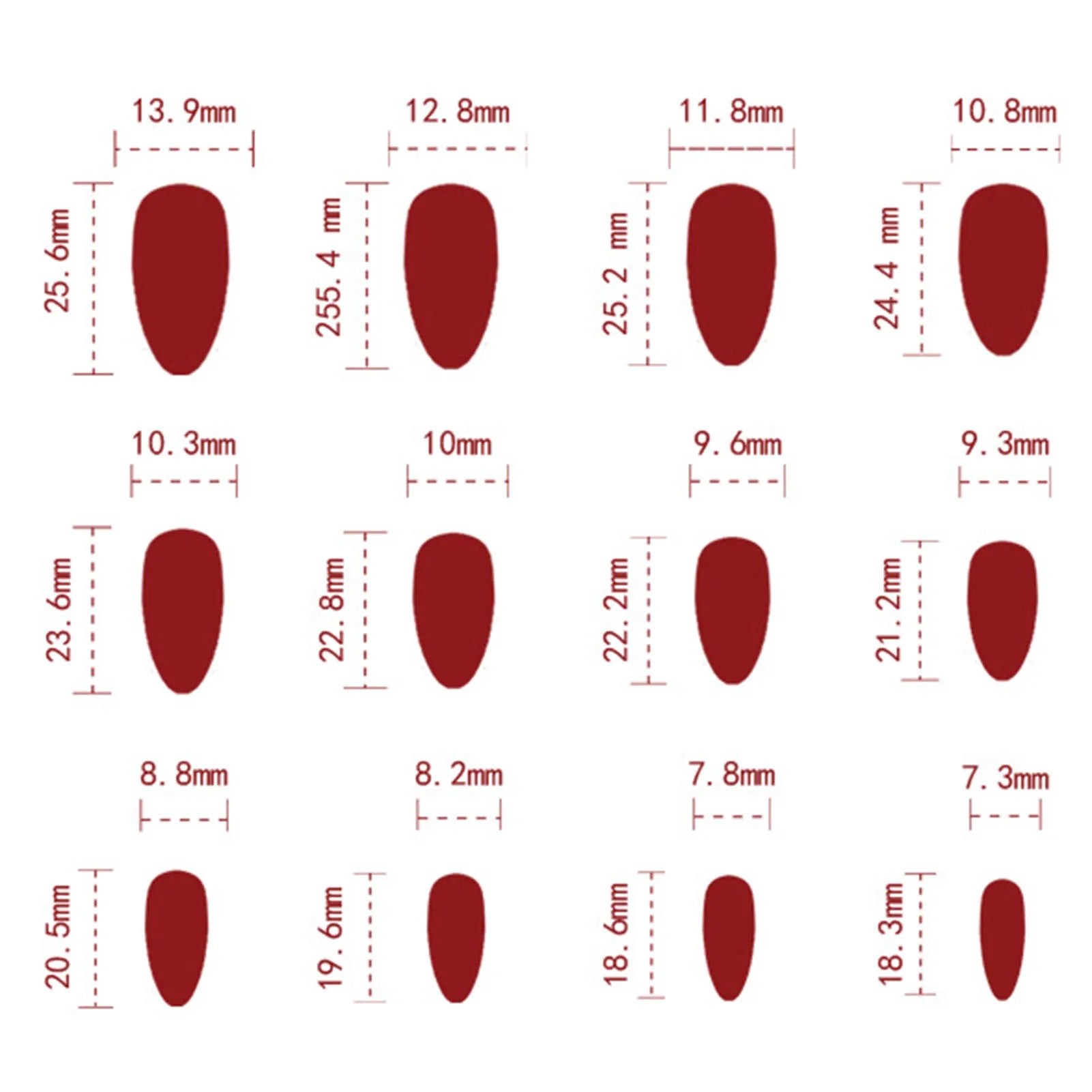 Wine Red Almond Fake Nails Women Valentine's Day Charm Manicure 24Pcs  Year Party Press On Nails Bowknot Printed Nails Art