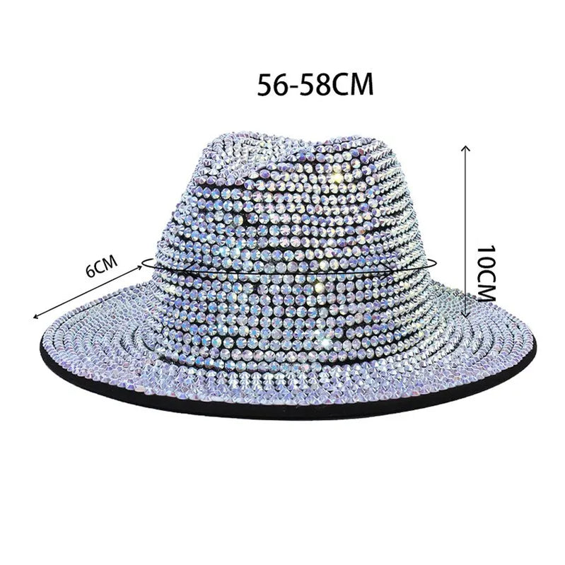 Rhinestone Fedora Jazz Hats Cowboy Hat For Women And Men Double-sided Color Cap Red With Black Diamond Fedora Wholesale
